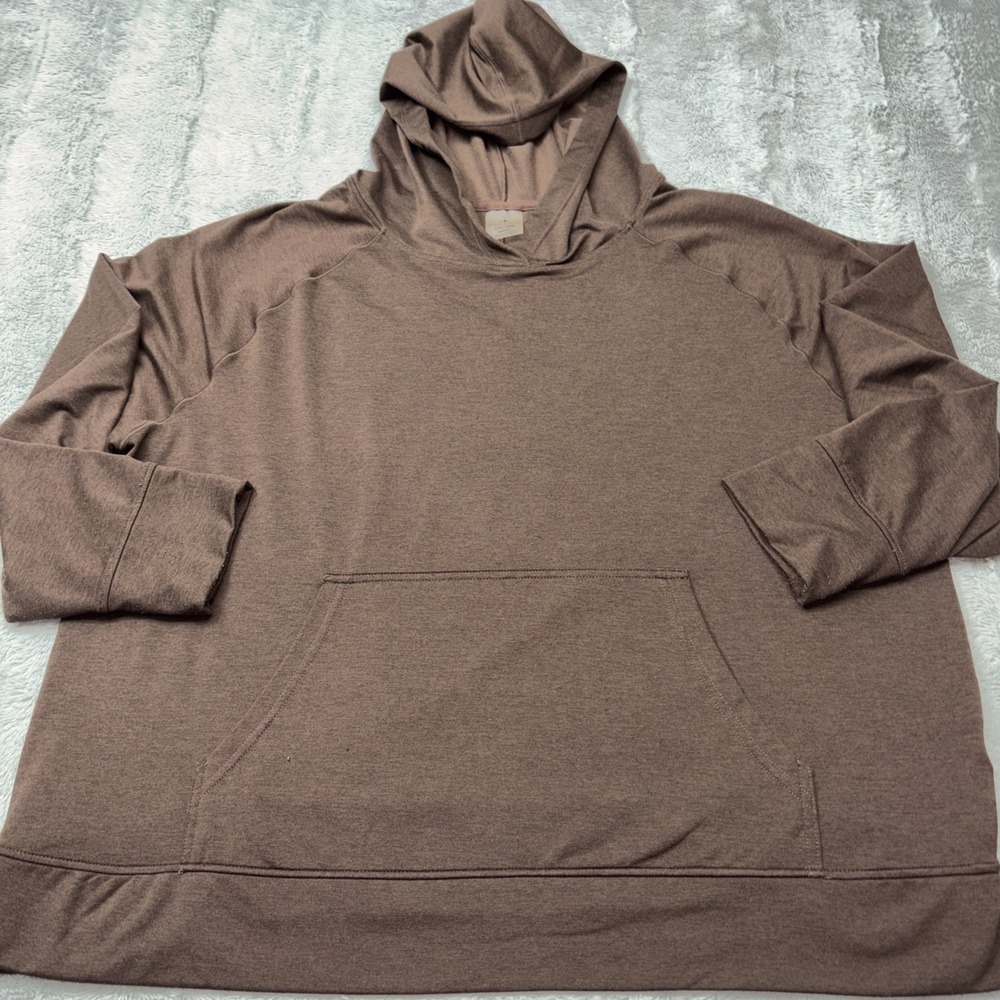 Danskin Women's Melange Hoodie Size 2X LARGE Espresso Heather (BROWN)